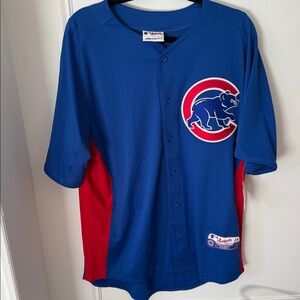 Chicago Cubs Majestic Cool Base Jersey Men’s L Blue Red MLB Authentic Shirt Top